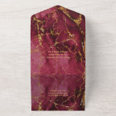 大理石グリッター結婚ズBurgundy/金ゴールドID644 オールインワン招待状 (外側)