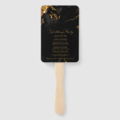 大理石グリッター結婚式 プログラムブラック金ゴールドID644 ハンドファン (裏面)