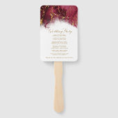 大理石グリッター結婚式 プログラムブルゴーニュ金ゴールドID644 ハンドファン (裏面)