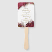 大理石グリッター結婚式 プログラムブルゴーニュ金ゴールドID644 ハンドファン (正面)