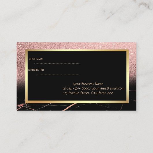 大理石グリッター、ブラシストローク、フレーム紹介カード 紹介カード (裏面)