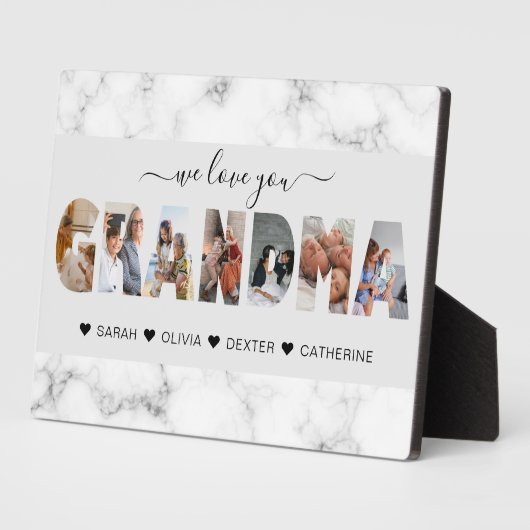 大理石グレイ私たちはあなたの祖母の写真コラージュ大好き フォトプラーク (側面)