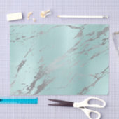 大理石グレーアクアブルーメタリックシルバー 薄葉紙 (クラフト)