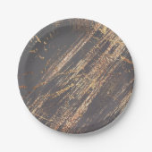 大理石グレーエレガント金ゴールドフォーマル市場パーティー ペーパープレート (正面)