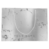 大理石グレーメタリックスチールラックス抽象芸術銀 ラージペーパーバッグ (裏面)