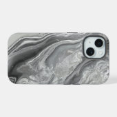大理石グレーライトシンプル背景 iPhone 15ケース (裏面横)