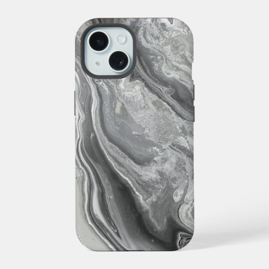 大理石グレーライトシンプル背景 iPhone 15ケース (裏面)