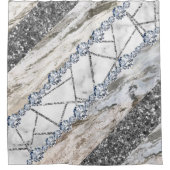 大理石グレー金ゴールド白 シャワーカーテン (正面)