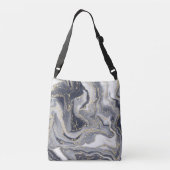 大理石グレー・ホワイト・ゴールド クロスボディバッグ (裏面)