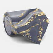 大理石グレー・ホワイト・ゴールド ネクタイ (ロール)
