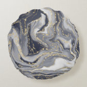 大理石グレー・ホワイト・ゴールド ラウンドクッション (裏面)