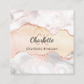 大理石ゲートバラ金ゴールドモノグラムQRコード スクエア名刺 (正面)