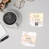 大理石ゲートバラ金ゴールドモノグラムQRコード スクエア名刺