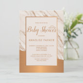 大理石コッパー トレンディーなエレガント ベビーシャワー 招待状 (スタンド正面)