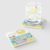 大理石コースターゴーン魚釣り海シャーク ストーンコースター (横)