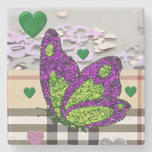 大理石コースターバレンタインズデイバタフライ ストーンコースター (正面)
