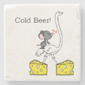 大理石コースターマウスオストリッチチーズコールドビール ストーンコースター (正面)
