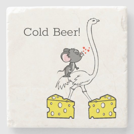 大理石コースターマウスオストリッチチーズコールドビール ストーンコースター (正面)