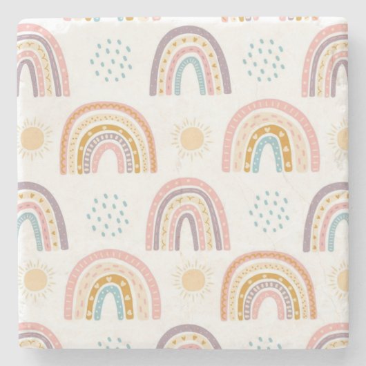 大理石コースターレインボーウォーター色 ストーンコースター (正面)