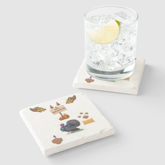 大理石コースター感謝祭 ストーンコースター (横)