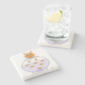 大理石コースター猫 ストーンコースター (横)