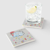 大理石コースター雨滴雲の傘 ストーンコースター (横)