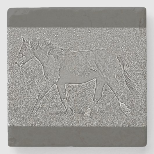 大理石コースター – ワイルドホース ストーンコースター (正面)