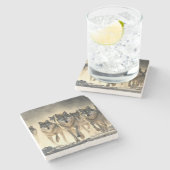 大理石コースター – 狼 ストーンコースター (横)