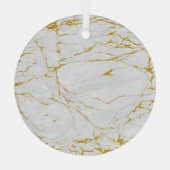 大理石ゴールデンテクスチャシームレスパターン ガラスオーナメント (裏面)