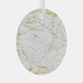 大理石ゴールデンテクスチャシームレスパターン ガラスオーナメント (正面右)