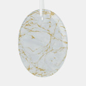 大理石ゴールデンテクスチャシームレスパターン ガラスオーナメント (正面左)