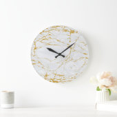 大理石ゴールデンテクスチャシームレスパターン ラージ壁時計 (ホーム)