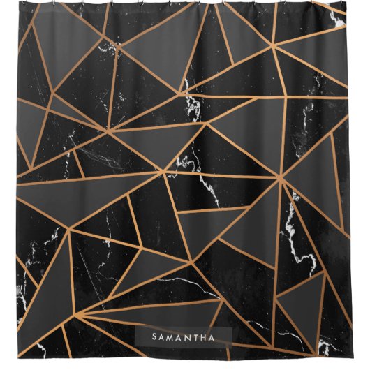 大理石ゴールデンモザイク シャワーカーテン (正面)