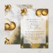 大理石ゴールドグリッター 年間 & クリスマス お祝い I 招待状 (正面/裏面)