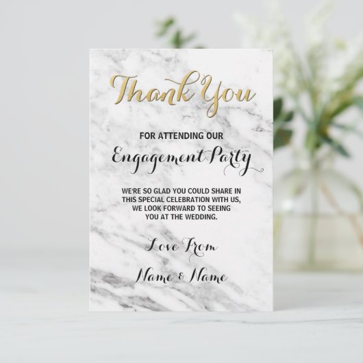 大理石ゴールド感謝カード　エンゲージメントデコ　ウェディング サンキューカード (スタンド正面)
