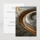 大理石ゴールド 結婚式 RSVP カード (正面/裏面)