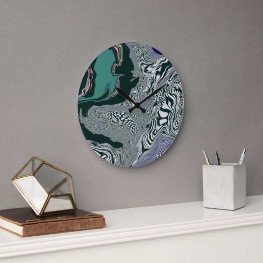 大理石サイケデリック旋回 ラージ壁時計 (オフィス)