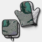 大理石サイケデリック旋回 鍋つかみ&鍋敷きセット (正面/裏面)