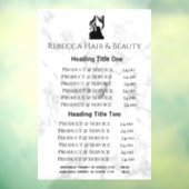 大理石サロンレストランの価格とサービスの展示 ウィンドウサイン (シート3)