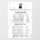 大理石サロンレストランの価格とサービスの展示 ウィンドウサイン (シート)