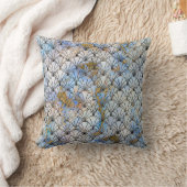 大理石シェルデザインアールデコブルー金ゴールドクッション クッション (ブランケット)