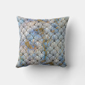 大理石シェルデザインアールデコブルー金ゴールドクッション クッション (裏面)