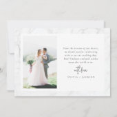 大理石シック書道台本の写真結婚ズ サンキューカード (裏面)