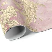 大理石シャンパイニュ金ゴールド牡丹ピンクメタルストローク ラッピングペーパー (ロールコーナー)