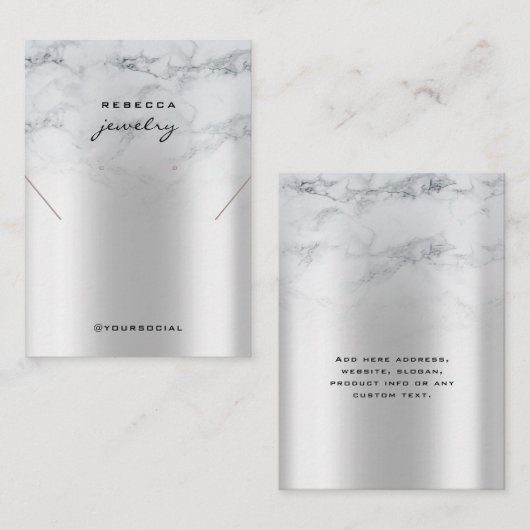 大理石シルバーイヤリングネックレスディスプレイカード 名刺 (正面/裏面)
