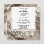 *~*大理石シルバーグレーゲートRSVP AR66 QR 結婚's 招待状 (正面/裏面)