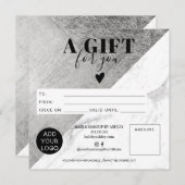 大理石シルバーブロック正方形ギフト証明書のロゴ (正面/裏面)