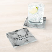 大理石シンプルのロゴやデザインを追加する ガラスコースター (アングル)