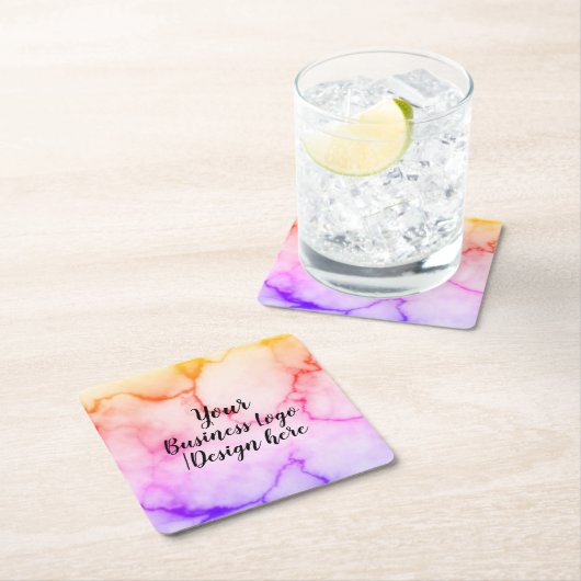 大理石シンプルのロゴやデザインを追加する スクエアペーパーコースター (インサイチュ)