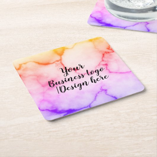 大理石シンプルのロゴやデザインを追加する スクエアペーパーコースター (アングル)